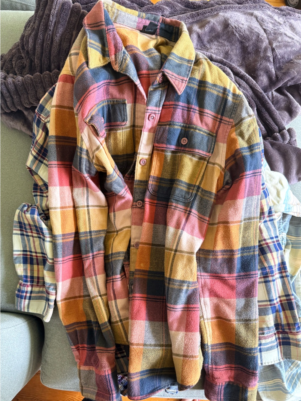 Patagonia Plaid Button-Down Shirt in Pink, Yellow & Blue